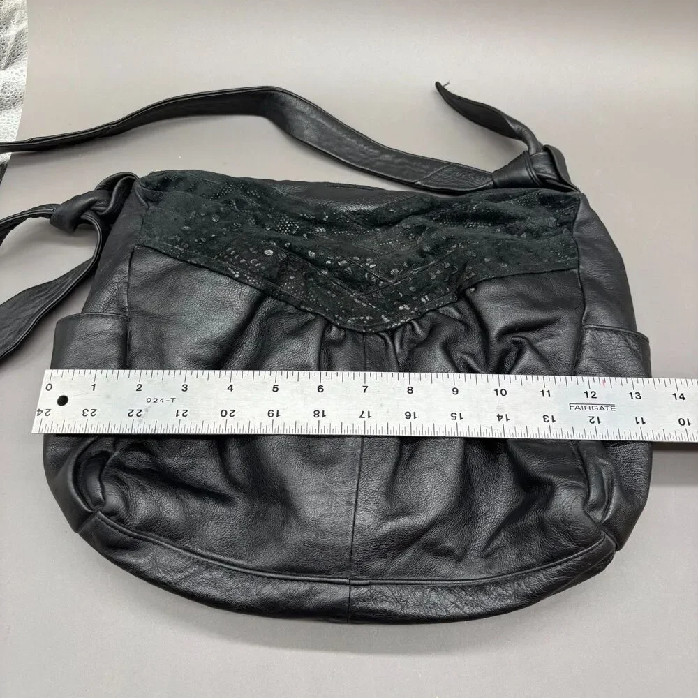 Black Leather Concealed Carry Hobo Shoulder Bag CCW Purse Removable Holster